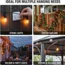 40 Pack Large Outdoor String Light Hooks - Reusable & Waterproof Adhesive Clips for Patio & Garden - Damage-Free, Clear Wire Holders for Christmas Garland, Decoration & Cable Management