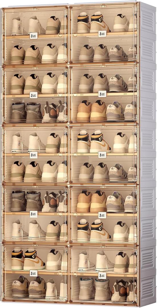 ANTBOX Portable Shoe Rack Organizer for Closet Entryway, Stackable Sneaker Storage Shoe Cabinet with Magnetic Clear Door, Large Plastic Storage containers Bins with Lids 10 Tiers 40 Pairs ANTBOX Portable Shoe Rack Organizer for Closet Entryway, Stackable Sneaker Storage Shoe Cabinet with Magnetic Clear Door, Large Plastic Storage containers Bins with Lids 10 Tiers 40 Pairs
