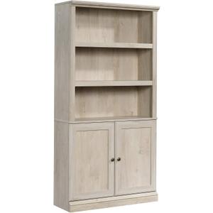 Sauder Miscellaneous Storage Bookcase with Doors, Adjustable Shelves, 5 Shelf Bookcase - Chalked Chestnut Finish