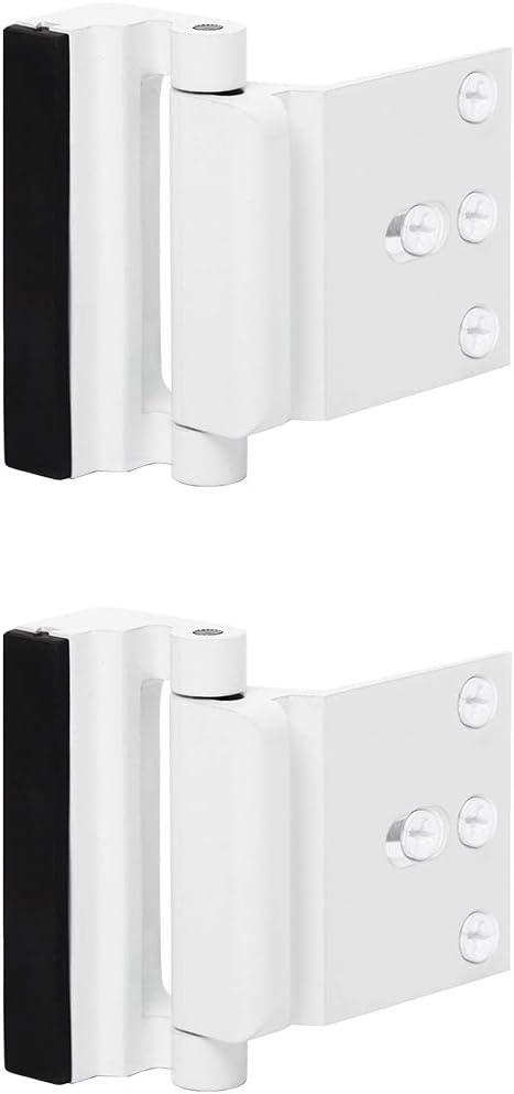 2 Pack Door Reinforcement Locks with 8 Screws, Home Security Door Lock for Toddler, Childproof Door Lock Night Lock Withstand 800 Lbs White