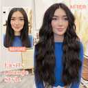 ALXNAN Clip in Long Wavy Synthetic Hair Extension 16 Inch Dark Brown 4PCS Thick Hairpieces Fiber Double Weft Hair for Women