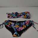 Women's Strapless Bandeau Bikini Set - Twist Front Two Piece Swimsuit Top with Side Tie Bathing Suit Bottom L