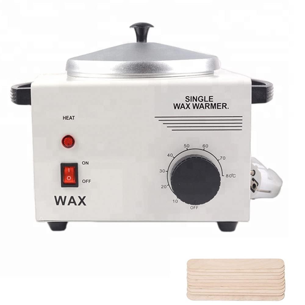 Single Pot Wax Warmer Professional Electric Wax Heater Machine Facial Skin SPA Equipment with Adjustable Temperature Set with Wood Craft Sticks50 Pcs