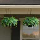 alyptus Hanging Plants Fake UV Resistant - 2-Pack Faux Greenery for Indoor/Outdoor Use - Artificial Hanging Fern for Porch, Living Room & Garden Decor - Includes Hanging Planters
