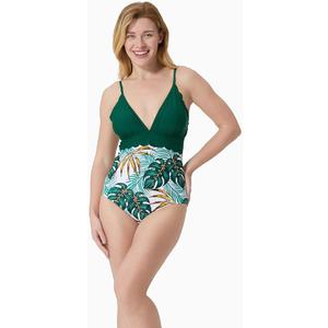 PATPAT Swimsuit One Piece Leaves Printed V Neck Bathing Suits (X-Large)