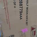 Merax 8-Pieces Outdoor Wicker Round Sectional Curved Sofa Set with Rectangular Coffee Table, PE Rattan Water-Resistant and UV Protected, Movable Cushion, Half-Moon Style, Beige