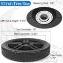 10 Inch Lawn Mower Wheels Kits Universal 10" Push Mower Wheels with 1/2" Bearing, Bolts & Nuts, Plastic Replacement Tires for Most Standard Garden Tiller, Pressure Washer, Handtruck, 2 Pack