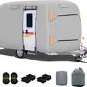 Fiberglass Travel Trailer Cover, Heavy Duty Ripstop Fiberglass Trailer RV Cover, Upgraded Durable Waterproof Anti-UV Windproof All Season Protection for RV(8-10ft)
