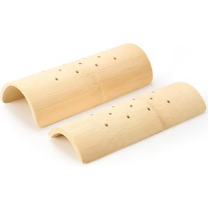 Weysat 1 Pcs Bamboo Sauna Headrest for Sauna Accessory and 1 Pcs Bamboo Waist Pillow Neck Cervical Support Pillow Set for Stiff Neck, Shoulder Pain, Spinal Health, Relaxation, Spa Rooms and Home