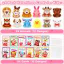 2 x Valentines Day Gifts for Kids Classroom, 24 Pack Valentines Day Cards with Animal Plush Toy, Stuffered Animal Toys for Valentines Gifts Exchange, Kids Valentines Party Favors Supply For Boys Girls