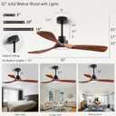 52 Ceiling Fans with Remote Control/Dimmer and Color Reduction with 3 Solid Wood Fan Blades, Ceiling Fan can be Used Indoors and Outdoors for Living Room, Dining Room, Pavilion Yard.