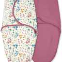 Baby Swaddles for Newborn Organic Cotton,Soft & Snug Newborn Velcro Swaddle 0-3 Months Sleep Sack Helps Calm Startle Reflex, 2-Pack Wrap Nursery Swaddling Blankets Country Floral