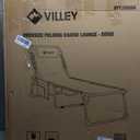 VILLEY Oversized Chaise Lounge Chair, Heavy-Duty Folding Outdoor Lounge Chair with 5 Adjustable Positions, Portable Trifold Beach Lounger for Patio, Beach, Lawn, Backyard, Camping Beige