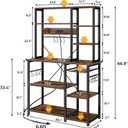 SUPERJARE Large Bakers Rack with Power Outlets, 6-Tier Microwave Stand, Coffee Bar with 12 S-Shaped Hooks, Kitchen Shelf with Wire Basket, 39.4 x 14.6 x 66.9 Inches, Rustic Brown
