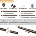 Bronze Curtain Rod 32 to 58 Inches (2.6 to 4.8 ft), USFOOK 7/8 Inch Telescoping Splicing Curtain Rods for Windows 20 to 54 Inch, Drapery Rods with Leaf Finials