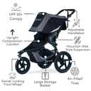 BOB Gear Revolution Flex 3.0 Jogging Stroller, Graphite Black, All Terrain Stroller With Mountain-Bike-Style Suspension & Air-Filled Tires; Car Seat Compatible, Style: Single