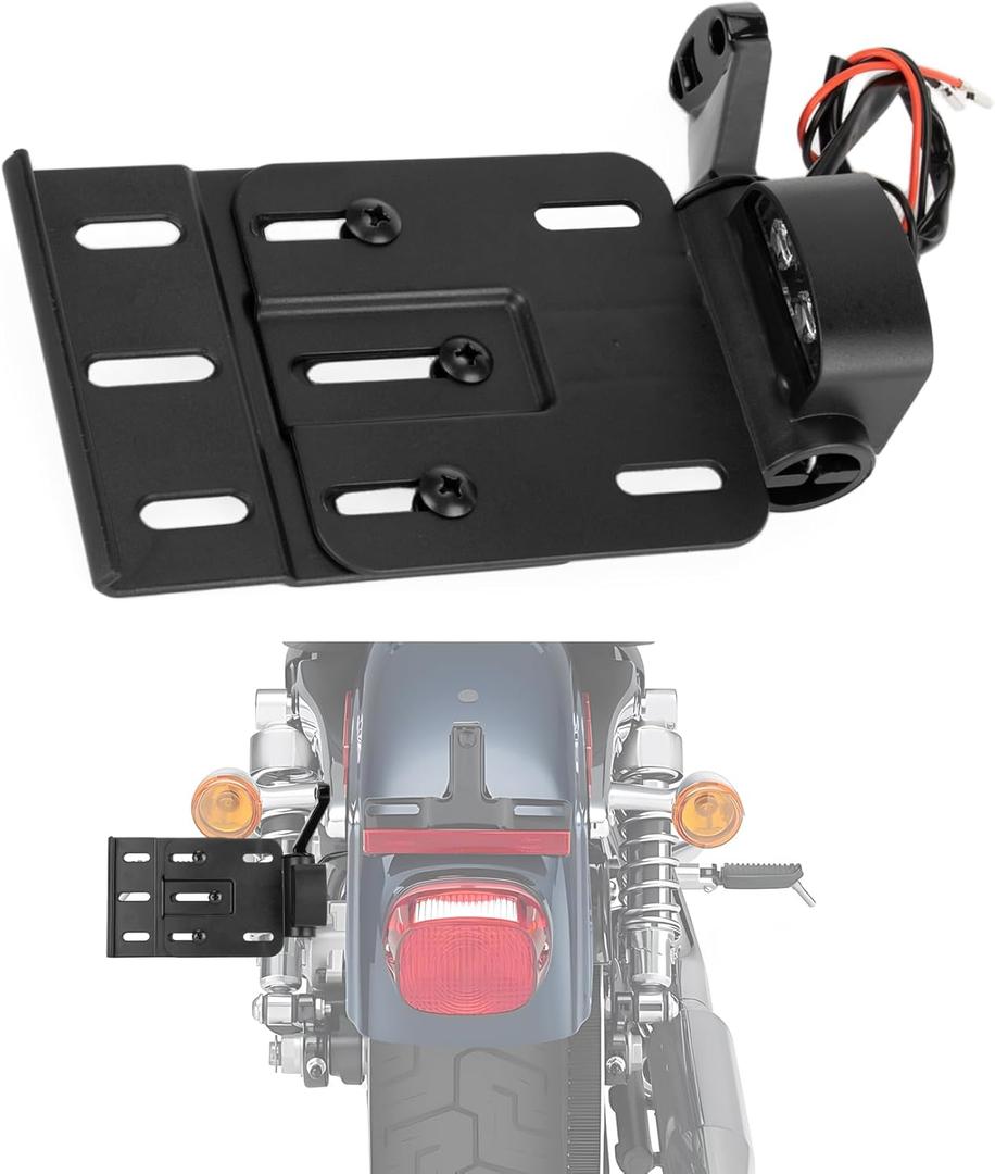 PSLER Sportster License Plate Mount Motorcycle LED Light License Plate Frames Side Mount License Plate Holder Bracket for Forty Eight Sportster XL883 XL883L XL1200 XL1200X 2004-2016 (Black)