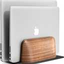 UPERGO Vertical Laptop Stand, Dual Slot Wooden Laptop Holder Vertical for Desk, Width Adjustable Dock for MacBook Pro and Other Laptops