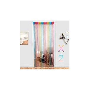 Frienda 2 Pack 39 x 79 Inch Decorative Door String Curtains, Room Divider Privacy Decor, Beaded Door Fringe Curtain for Hallway Closet Bedroom Divider Beads Tassel Screen Hippie Aesthetic Room Decor