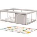 Hiaksedt Baby Playpen with Mat 65 x 50 Inch, PlayPen for Babies and Toddlers, Sturdy Safety Play Yard for Indoor & Outdoor with Zipper Gates