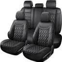 Car Seat Covers Full Set, Leather Seat Covers for Cars, Car Seat Protector Waterproof, Non-Slip,Breathable Automotive Seat Covers for Most Pickup Trucks, Sedans, SUV5Seaters,Full Set,Black