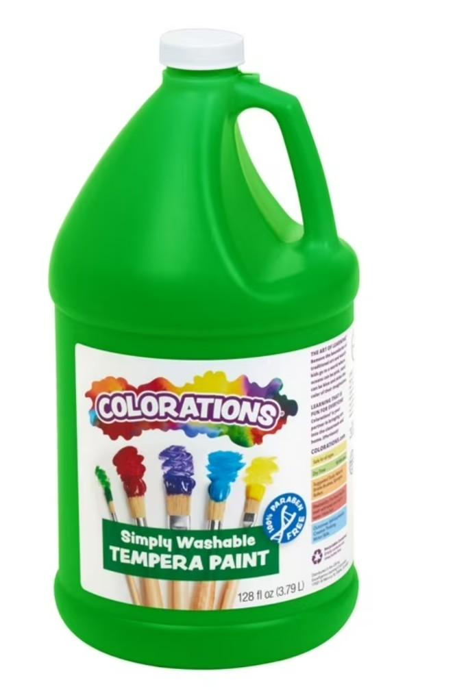 Colorations Paraben-Free Simply Washable Tempera Paint- Green, 1 Gallon