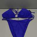 Zuvebamyo Women's Two Piece Bikini Sets Sexy Halter Ring Swimsuit Triangle String Cheeky Bathing Suit RoyalBlue, Small