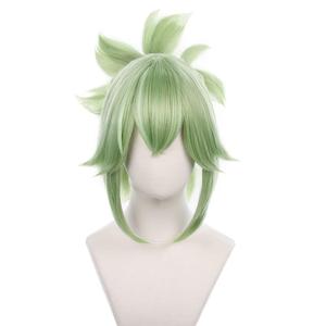 Anime Light Green wig with Bangs Long Straight Hair with Ponytail Layered Haircut Loose wig Heat-Resistant Fiber Wig Halloween,Christmas,Comic con,Game Show