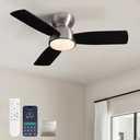 MOOONICHE 32" Ceiling Fan with Light and Remote/APP Controls, Low Profile Bedroom Fans with Reversible Motor, 6-Speeds,3CCT, Dimmable Timable LED Fandelier for Living Dining Room Kitchen-Nickel Missing Pieces
