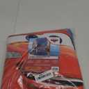 Disney Cars Piston Cup Circuit Blue, Red, and Yellow, Lightning McQueen and Mater 4 Piece Toddler Bed Set - Comforter, Fitted Bottom Sheet, Flat Top Sheet, and Reversible Pillowcase