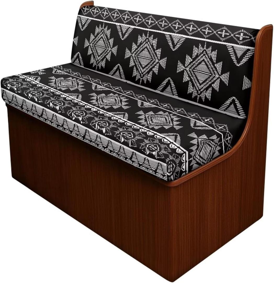 Black Tribal Pattern RV Dinette Cushion Covers South Western RV Seat Covers Dinette Booth Set - 1 Backrest & 1 Bench Cover,Camper Cushion Covers Stretch Couch Cover for RV Camper Sofa