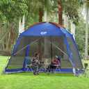 CAMPROS CP Screen House 10 x 10 Ft Screened Mesh Net Wall Canopy Tent Screen Shelter Gazebos for Patios Outdoor Camping Activities - Blue