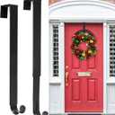 Wreath Door Hanger, 2 Pack Adjustable Wreath Hanger for Front Door Decor Halloween Christmas Decorations from 14.9-25", Heavy Duty Metal Over The Door Hooks Organizer 20 lbs Indoor Outdoor (Black-15.6IN-2Pack)