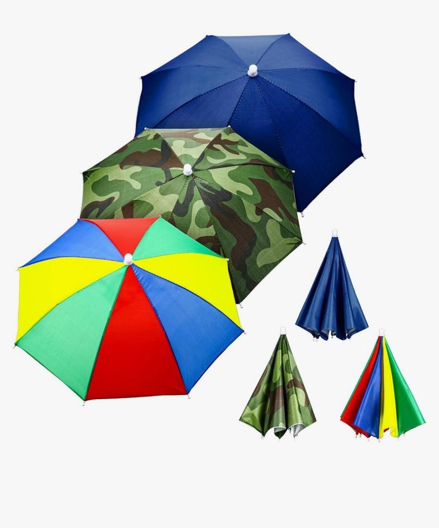 3 Pieces Rainbow Umbrella Hats Camouflage Fishing Cap Beach Umbrella Headband