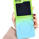 Compatible with Magsafe Case for Galaxy Z Flip 5, Man and Woman Magnetic Cover for Samsung Skin Feel, Liquid Silicone Case for Z Flip 5 with Camera Protection, Green