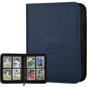 Trading Card Binder 4 Pocket, GERMUN PU Cover Card Binder for 160 Cards, Premium Trading Card Holder Folders, Double Sided Pocket Card Album for MTG, TCG (Blue)