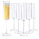Ciaell 24 Pack Plastic Champagne Flutes - Clear 6 Oz Disposable Champagne Glasses - Square Plastic Toasting Glasses for Party Birthday Anniversary Wedding