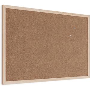 U Brands Cork Bulletin Board, 36" x 24" Inches, Light Birch Wood Frame