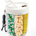 PULIV Large Supplement Organizer Bottle, Holds Plenty of 6 Various Vitamins in 1 Pill Dispenser with Anti-Mixing & Wide Openings Design, Easy to Retrieve Meds, Includes 20 Pcs Stick-on Labels White