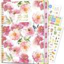 Pack of 2 Academic Planner 2025-2026, 8.5" x 11", Weekly & Monthly Planner from JUL.2025 to JUN.2026, Column View Calendar Organizers, Spiral Hardcover Agenda Book with Tabs for Office School Supplies, Floral