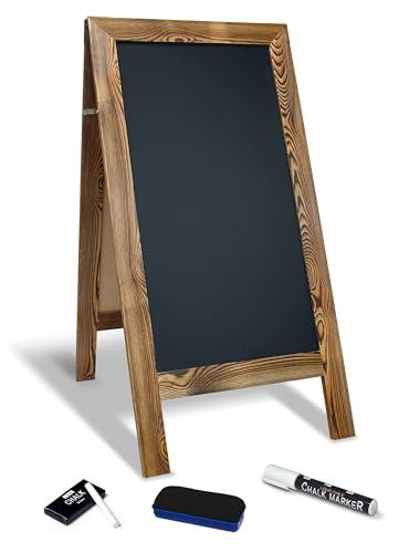 Better Office Products Magnetic A-Frame Chalkboard Sign, Extra Large 20" x 40", Standing Chalkboard Easel, with Chalk Marker + Chalk & Eraser, Sandwich Board Outdoor Sidewalk Sign,(Rustic Brown)