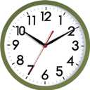 AKCISOT 10 Inch Wall Clock, Silent Battery Operated Analog Clock, Green