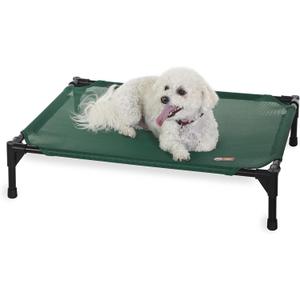 K&H Outdoor Elevated Dog Bed - Cooling Raised Dog Bed for Small & Medium Pets, Breathable Mesh Hammock Design, Indoor/Outdoor Washable Cover, Portable Metal Frame, Green, Medium 32x25in