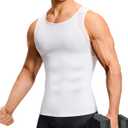 TAILONG Men's Compression Shirt Tank Top Undershirt Shapewear Slimming Body Shaper Vest Mesh Workout Shirts (Large, White)