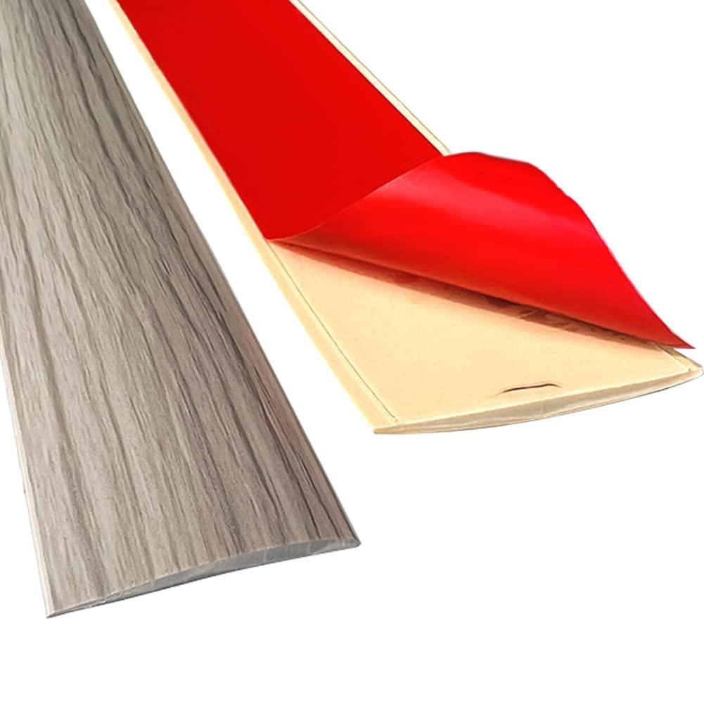 Floor Transition Strip Self Adhesive Laminate Floor Strip Threshold Seam Cover Strip Vinyl Door Floor Trim Elegant Wood Grain Design (Grey Wood Grain, 2"/6.6 FT)