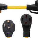 NEMA 14-30P to 14-50R ETL Listed 120V/240V 30 Amp 4 Prong Male Plug to 50 Amp 4 Prong Female Outlet Receptacle Generator Welder Dryer EV Charger Compatible with Tesla RV Power Cord Adapter