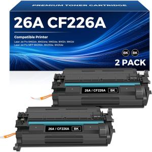 26A Toner Cartridge Compatible for HP 26A Black Toner Cartridge CF226A 26X CF226X Work for Laser Jet Pro MFP M426fdw, M426fdn, M402dn, M402dne, M402dw, M402n, M426, M402 Series Printer, 2 Pack