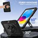 Case for iPad (A16) 11th Generation (2025) & iPad 10th Generation 10.9", Heavy Duty Shockproof Rugged iPad Case for Kids with 360 Rotating Stand, Pencil Holder, Shoulder Strap