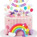 Knana 16Pcs Unicorn Cake Topper Unicorn Rainbow Cake Toppers Colorful Rainbow Clouds Birthday Cake Topper for Happy Birthday Cake Decorations Party Supplies