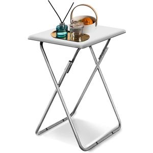 Garden 4 you Portable Folding TV Tray Table TV Dinner Tray with Sturdy MDF,No Assembly Required, 25In(White,1PC)
